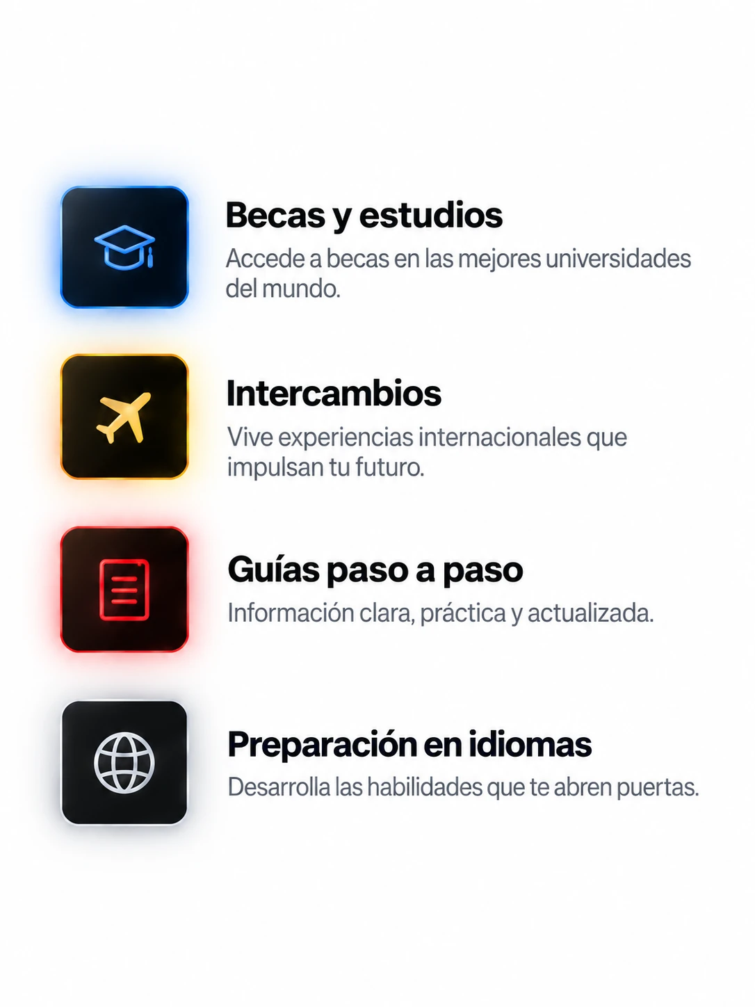 Becas y estudios, intercambios, guías paso a paso y preparación en idiomas
